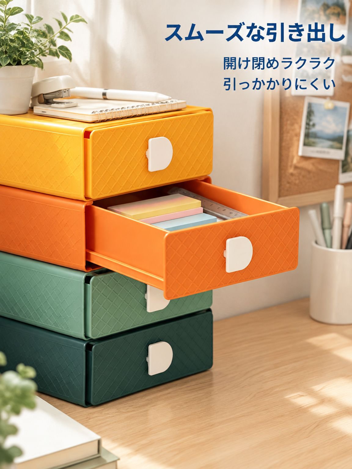 オフィスのデスクをすっきり整える収納ケース