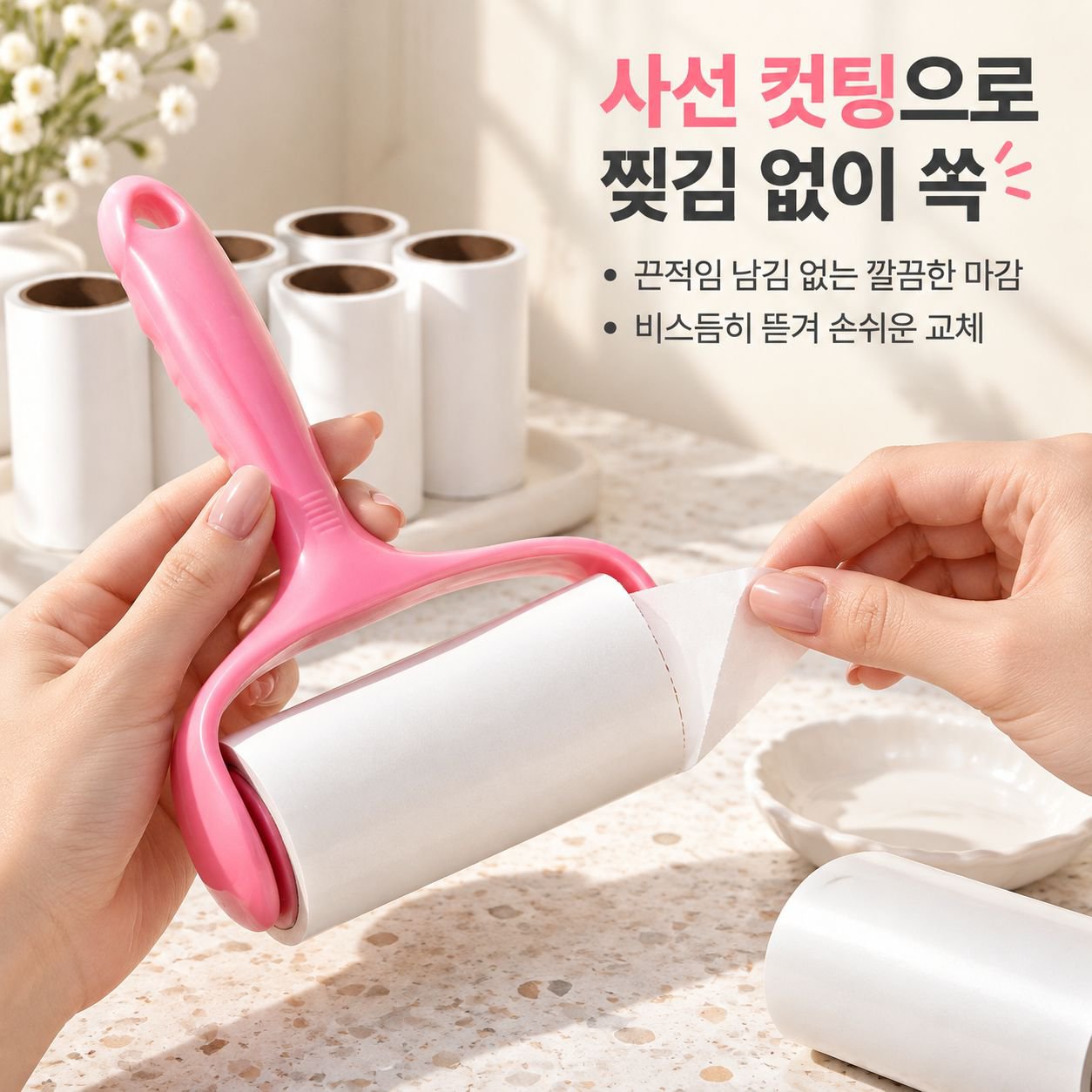 뜯어쓰는 테이프클리너 롤러 고양이 털제거 옷 머리카락 먼지제거 돌돌이