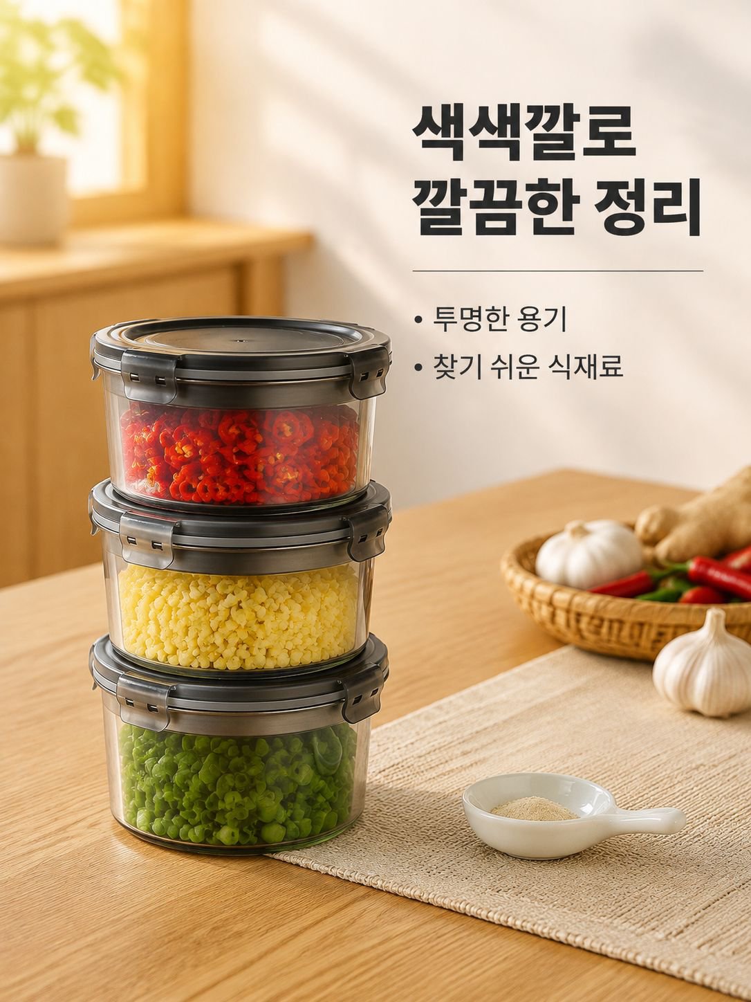 라운드 냉장고 음식 저장 용기