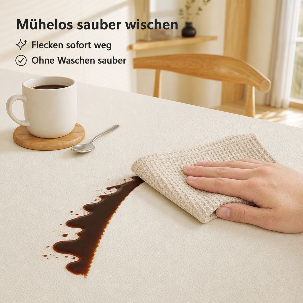 Abwaschbare Kunstleder-Tischdecke, Wasserdicht & Ölabweisend, Einfarbig