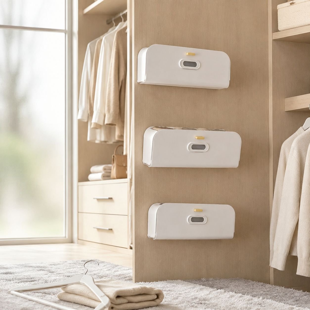 Multi-compartment underwear storage box in a drawer