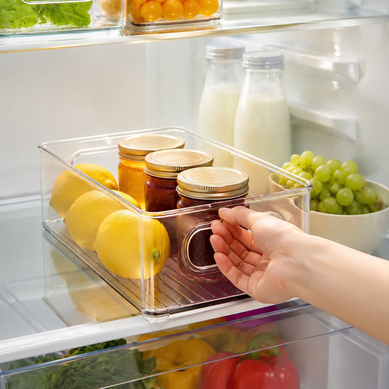 Stackable Clear Acrylic Food Storage Box Household Organizer Bin
