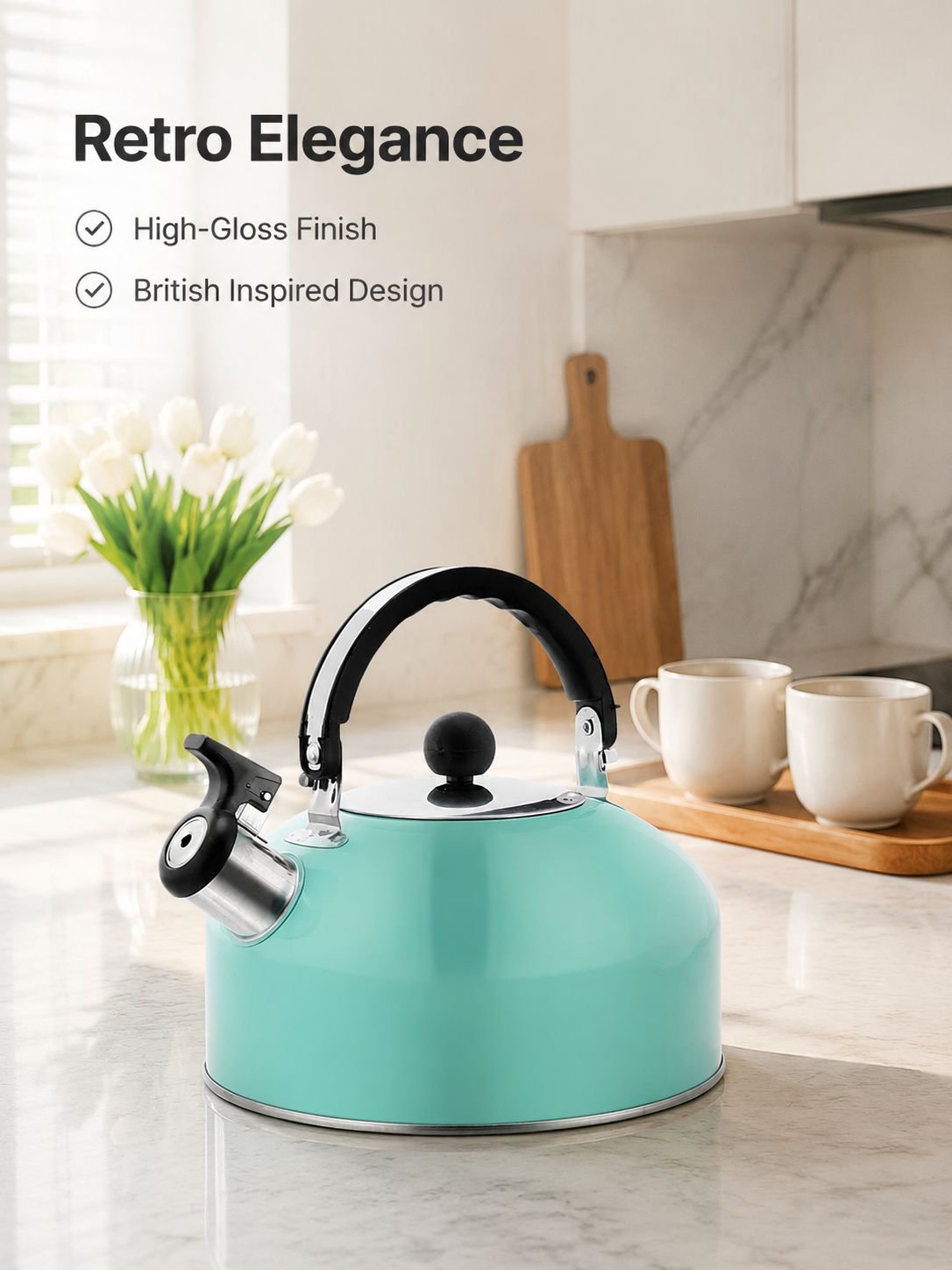 Flat-bottomed stainless steel kettle