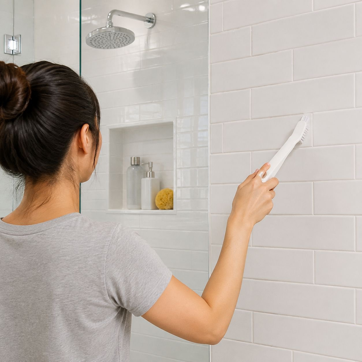 Multi-purpose brush for bathroom and toilet cleaning
