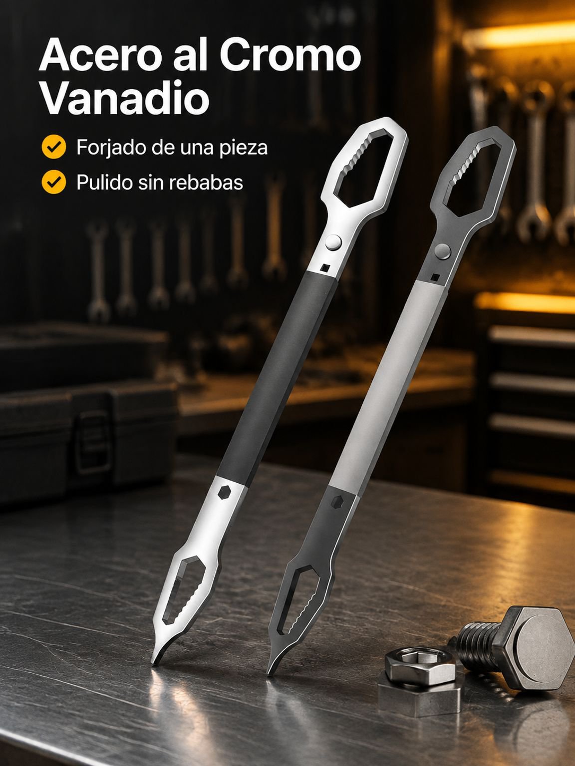 Llave multiusos de apriete rápido y doble extremo