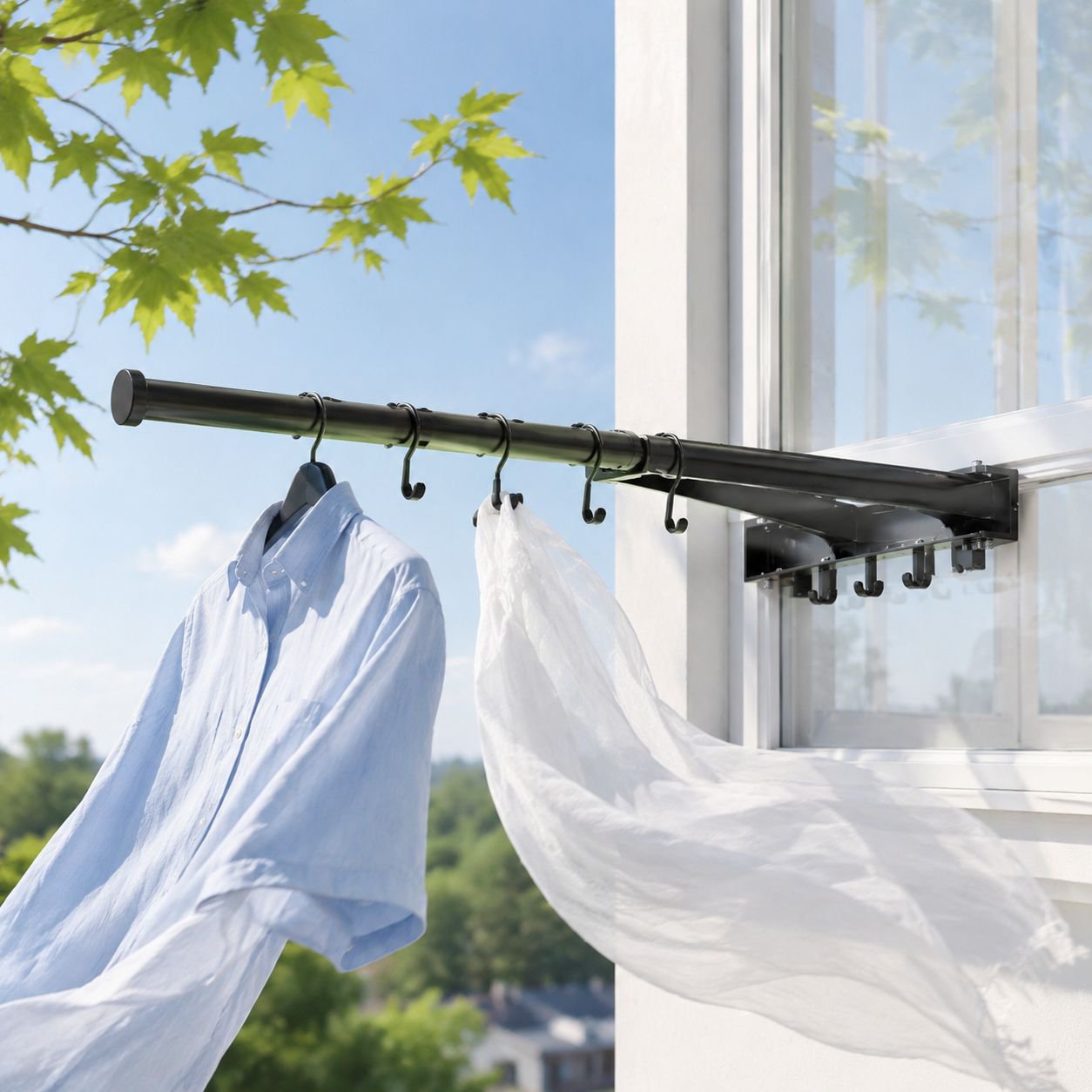 Side-mounted Stainless Steel Laundry Rod for Home Use