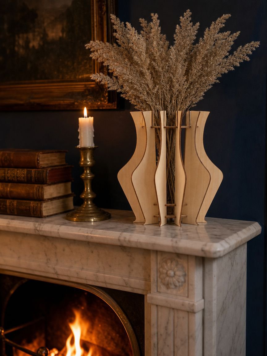 Modern bouquet display stand made of wood