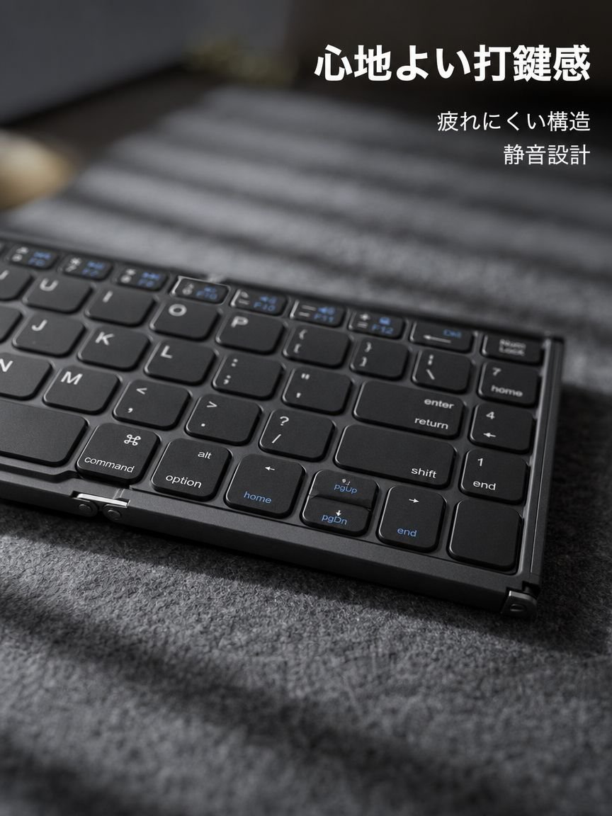 三つ折りワイヤレスポータブルキーボード