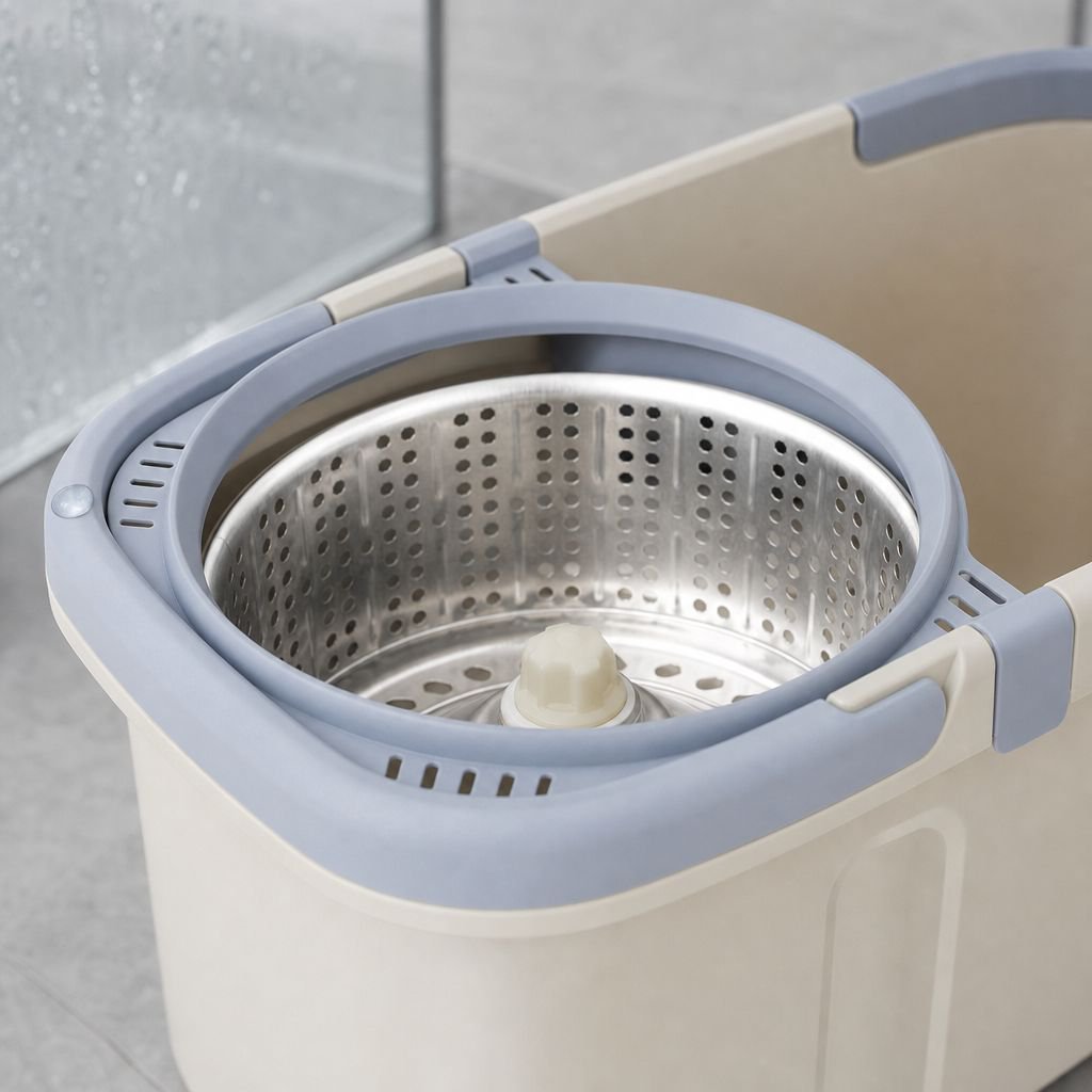 Effortless floor cleaning with spin mop and bucket system