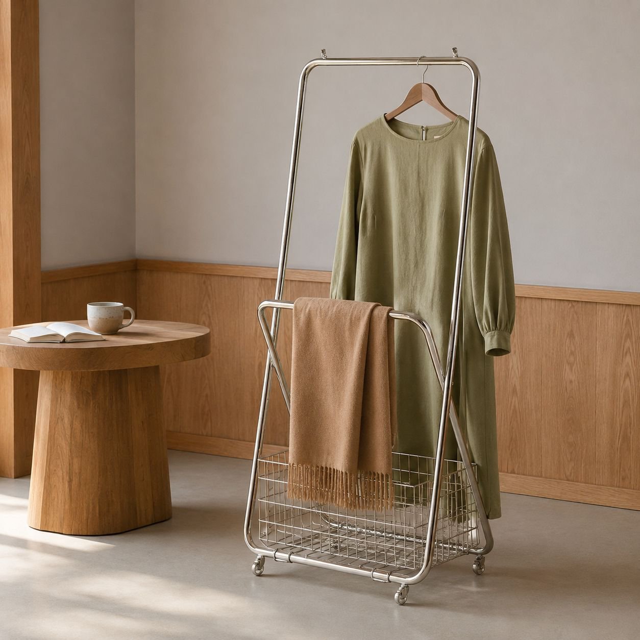 移動可能な金属製収納ラック 寝室・バルコニー多機能洋服ラック