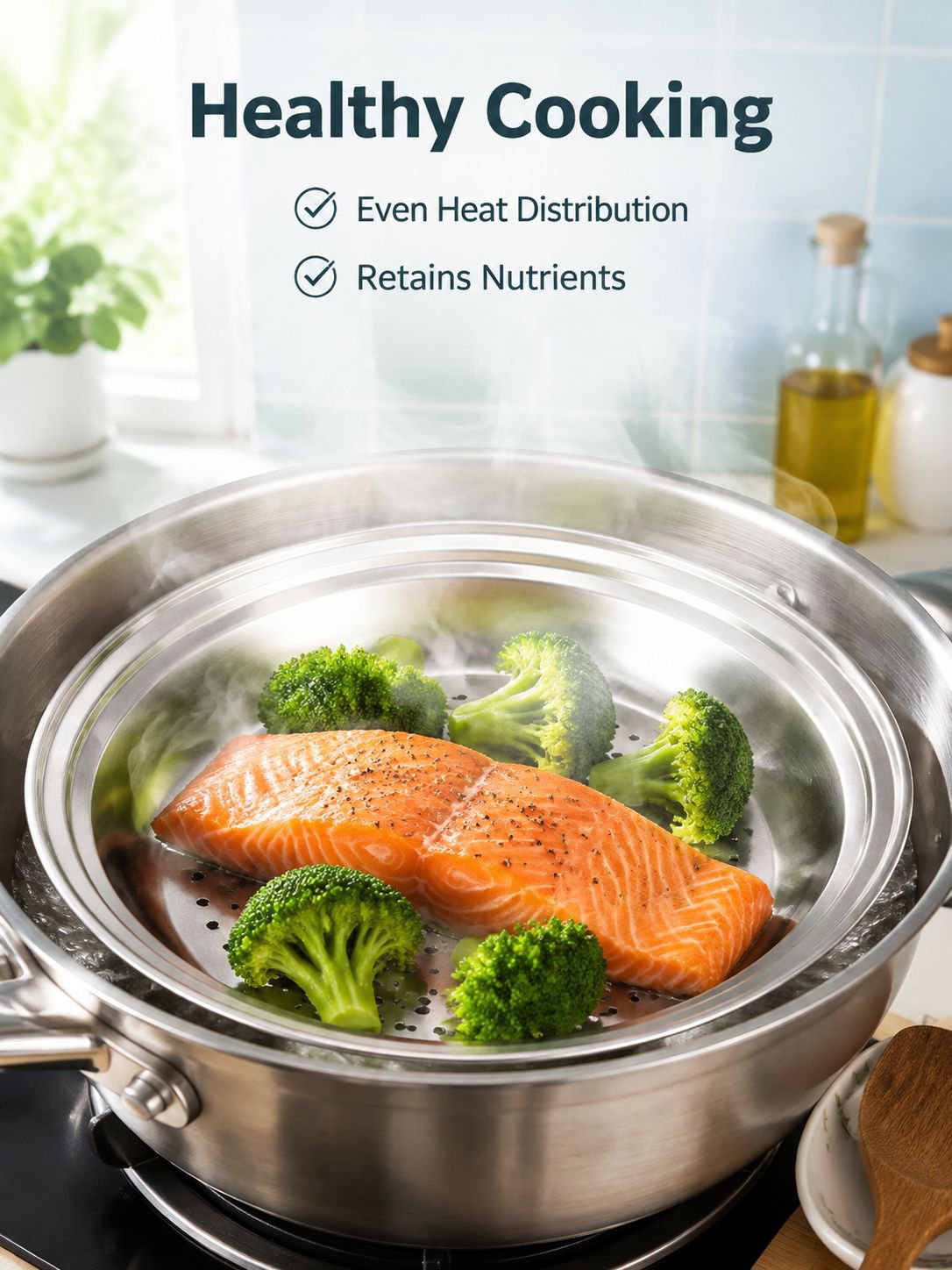 Stepped Universal Stainless Steel Steaming Tray