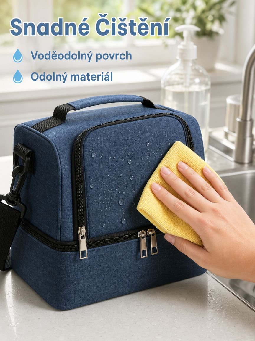 Velká přenosná taška na oběd s rukojetí