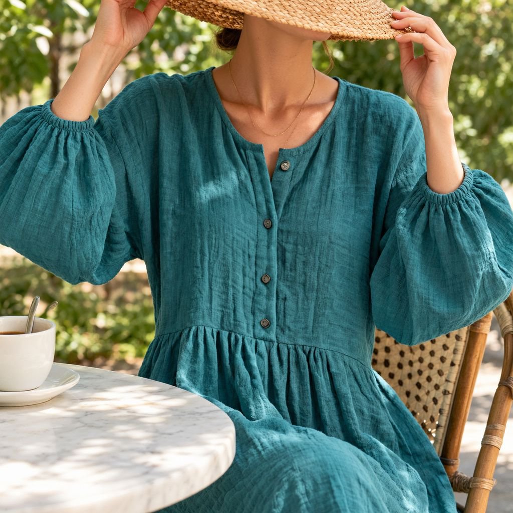 Figure-Flattering Pleated Dress