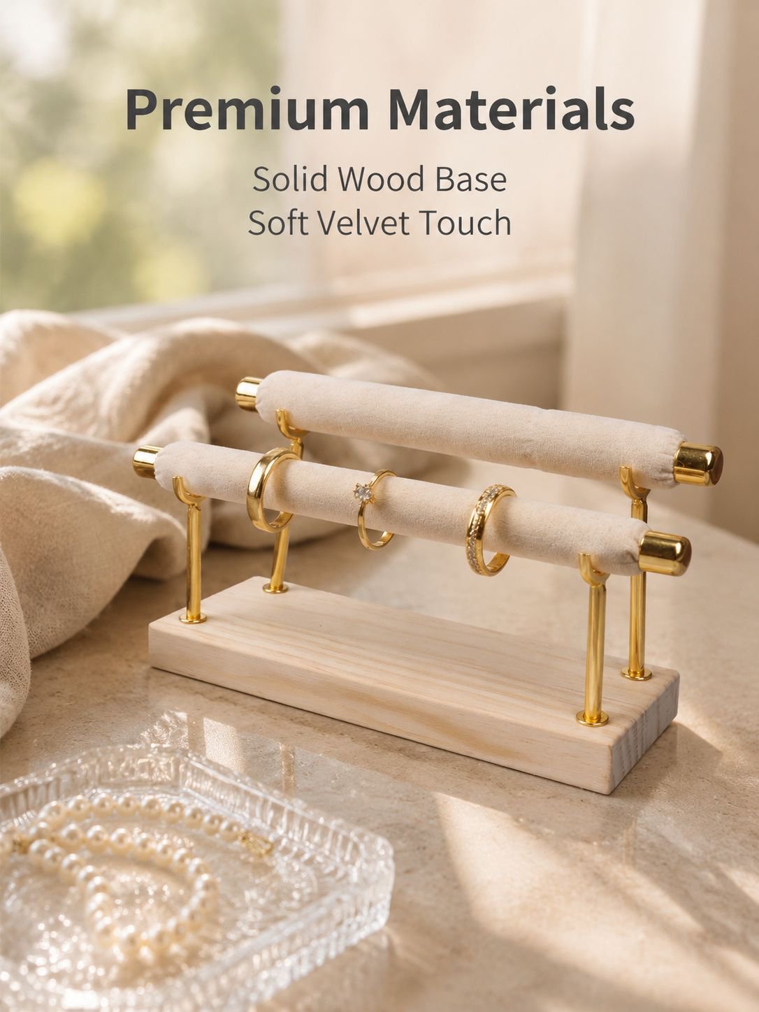 Detachable Solid Wood Ring Holder Display Stand, Jewelry Photography Prop