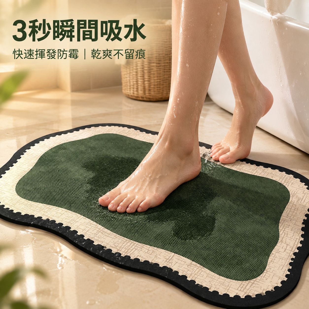 復古法式矽藻泥浴室吸水防滑地墊
