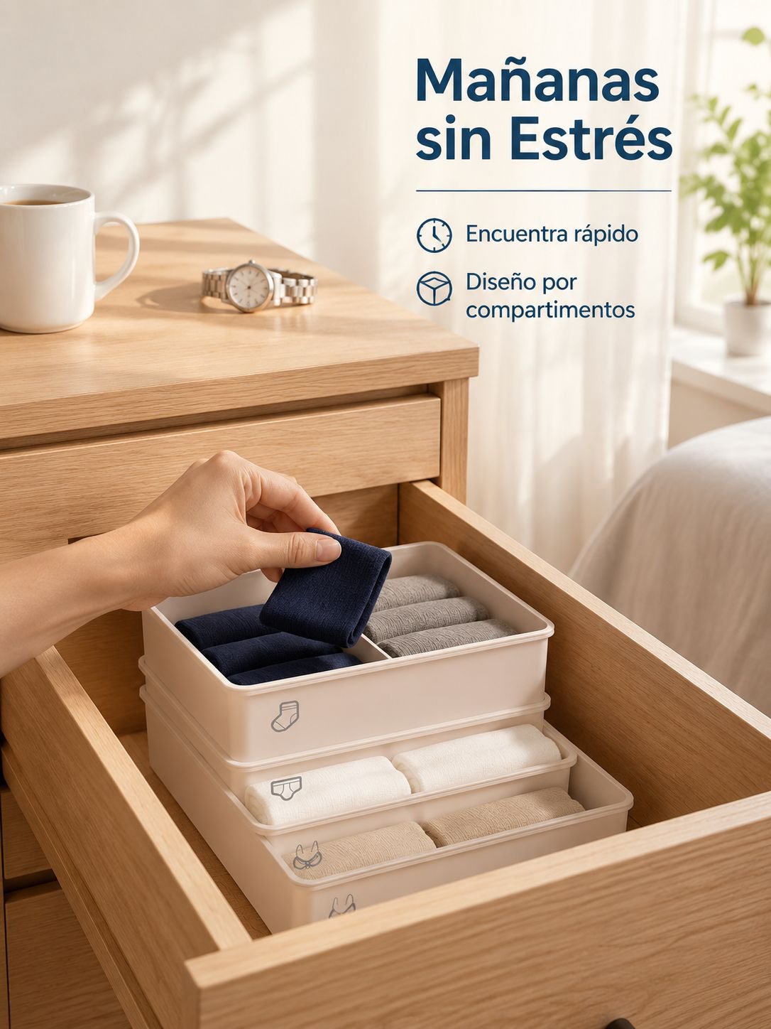 Caja organizadora con divisiones para ropa interio