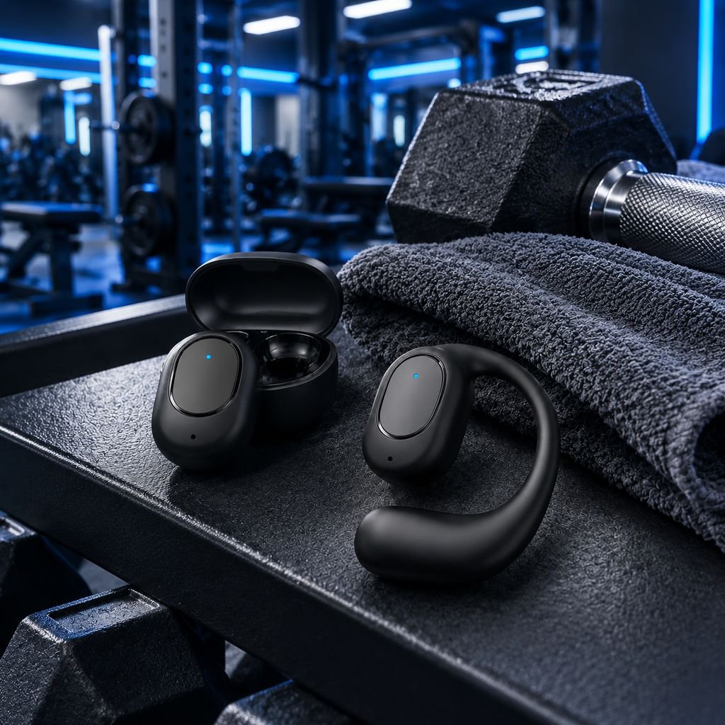Auriculares deportivos Bluetooth premium con pantalla digital y diseño intrauditivo