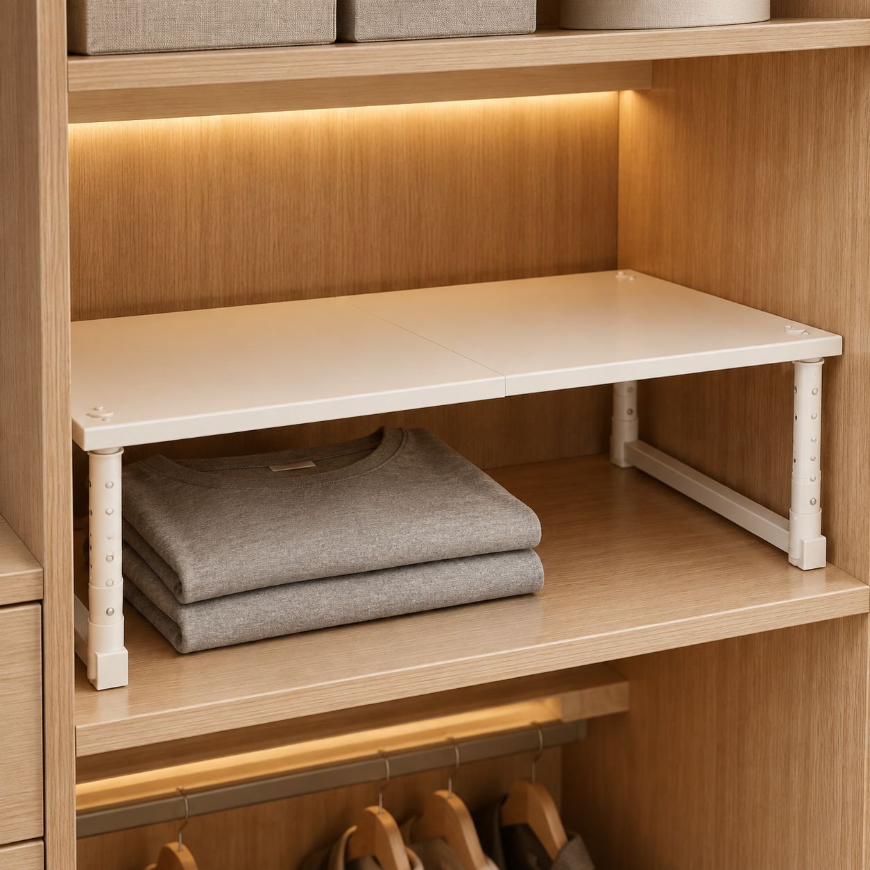 Front view of Multi-Layer Adjustable Wardrobe Storage Cabinet