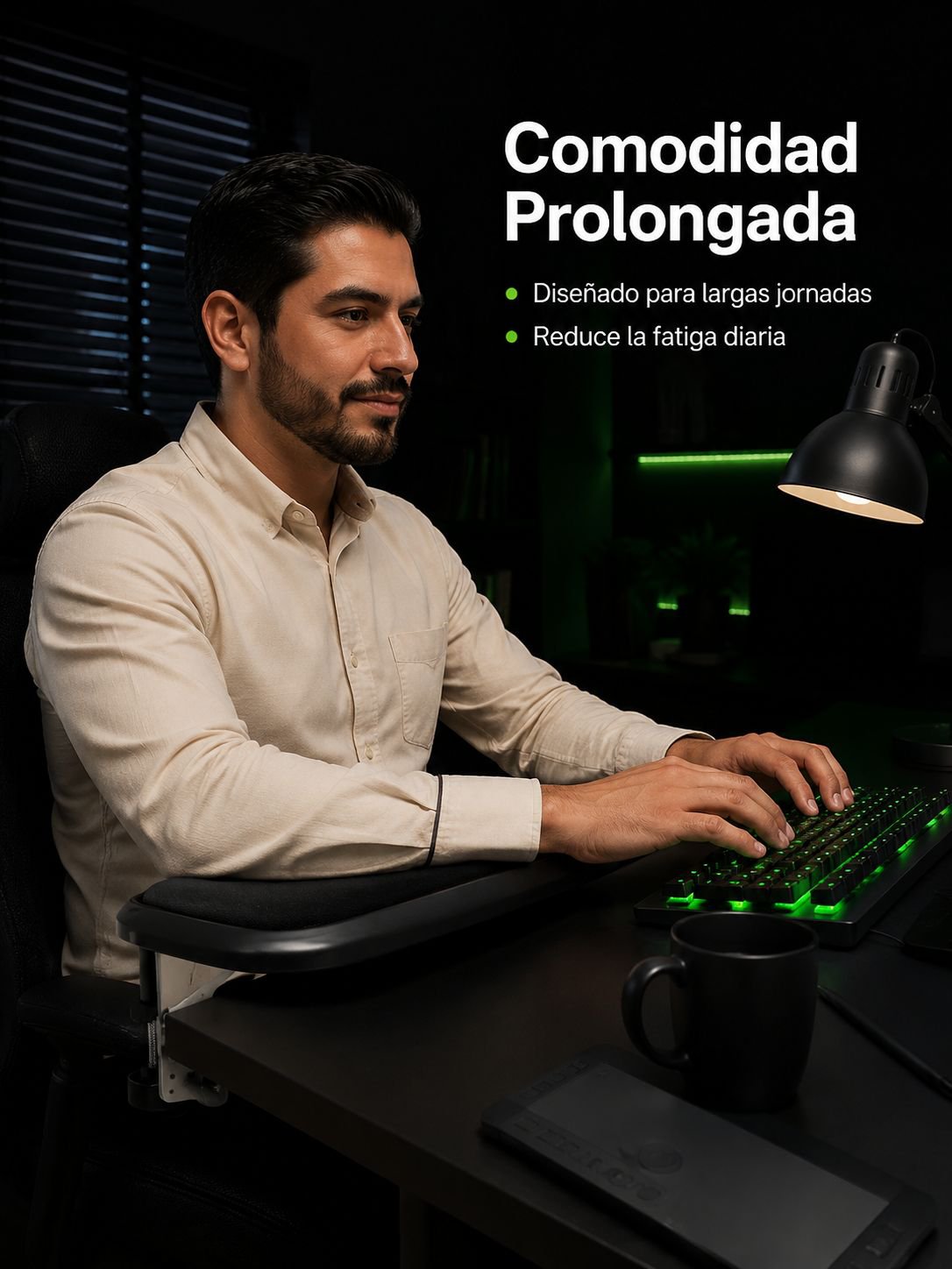 Reposabrazos ergonómico para ordenador y oficina