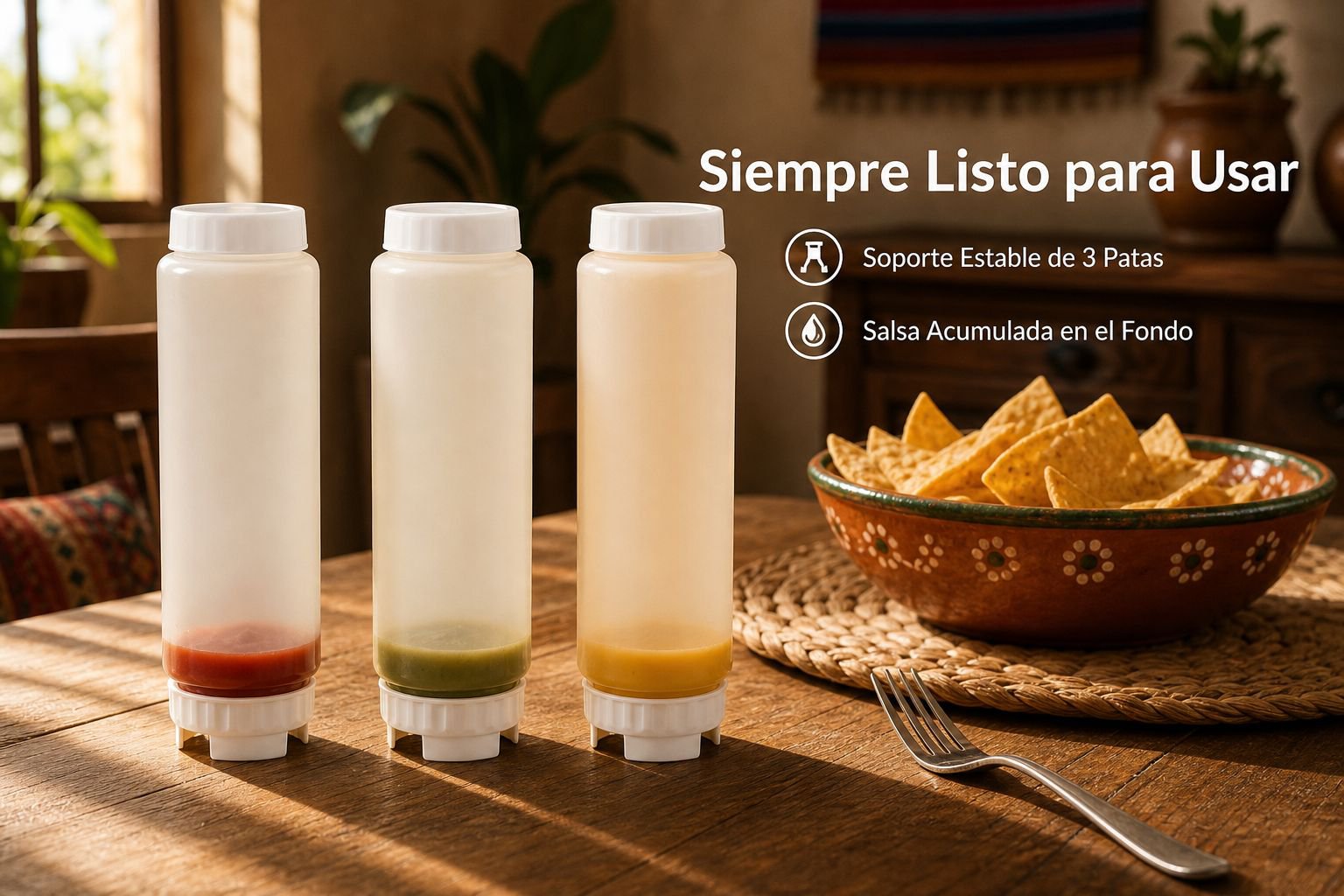Botella exprimible de salsa a prueba de fugas con doble boquilla