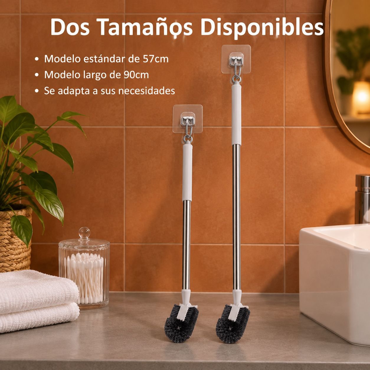 Cepillo de inodoro extensible en forma de S para montaje en pared