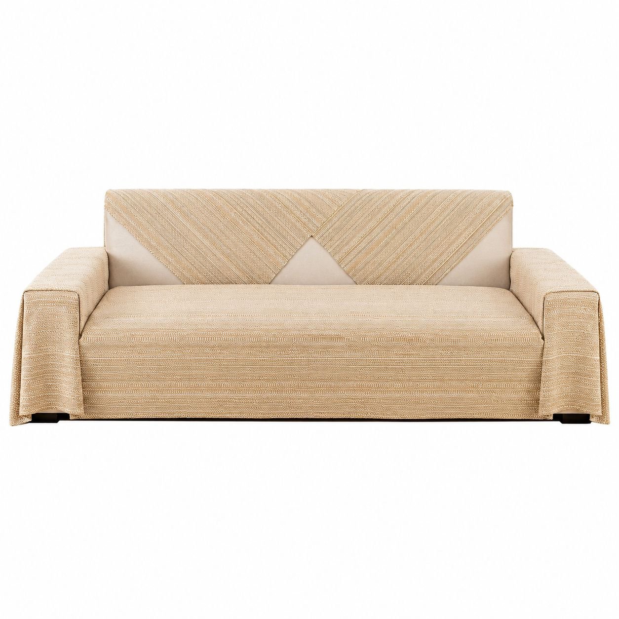 Cotton and Linen Thick Sofa Cover Set for Three-Seat Sofa, Durable and Stylish