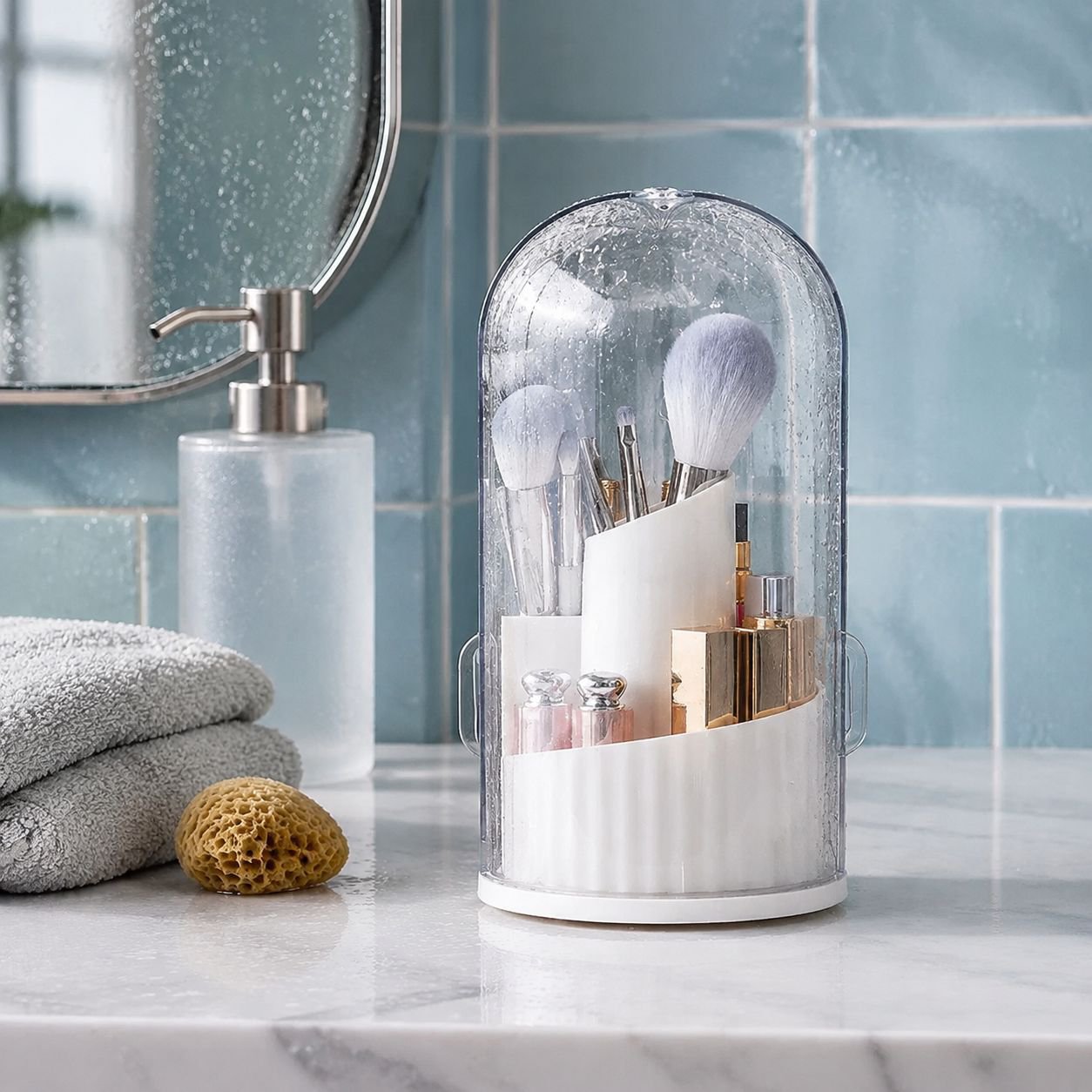 360-Degree Rotatable Multifunctional Makeup Brush Organizer