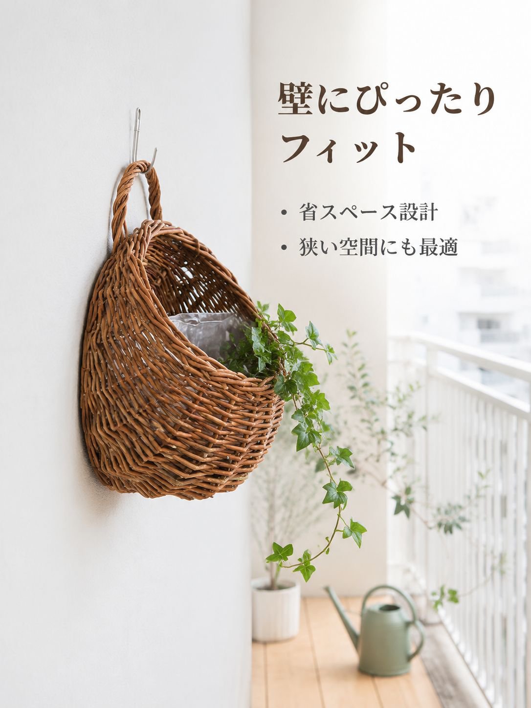 竹編み壁掛けフラワーバスケット 