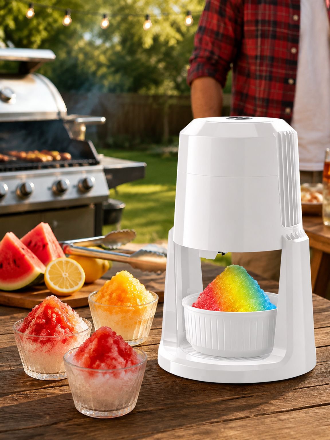 JMY electric ice crusher producing fluffy shaved ice
