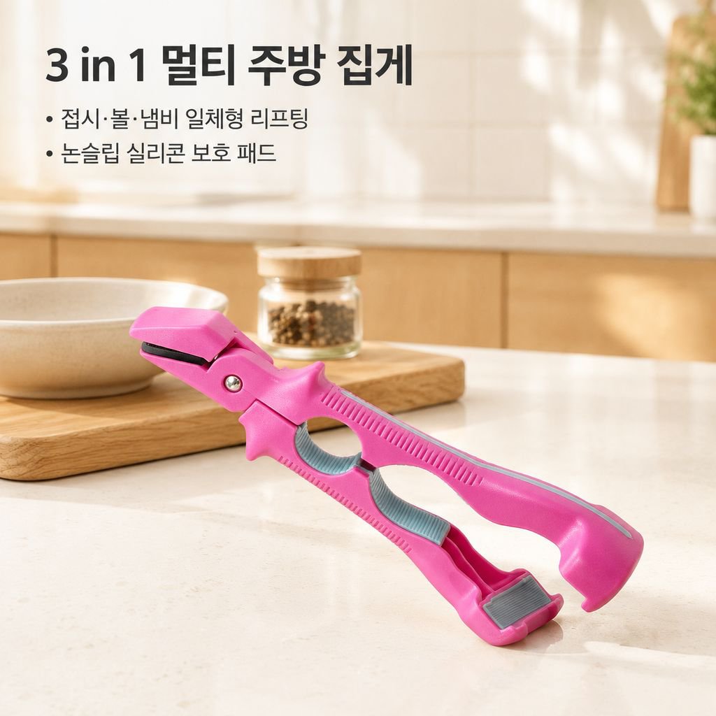 3세대 3in1 화상방지 그릇집게 주방 실리콘 미끄럼방지 접시리프터