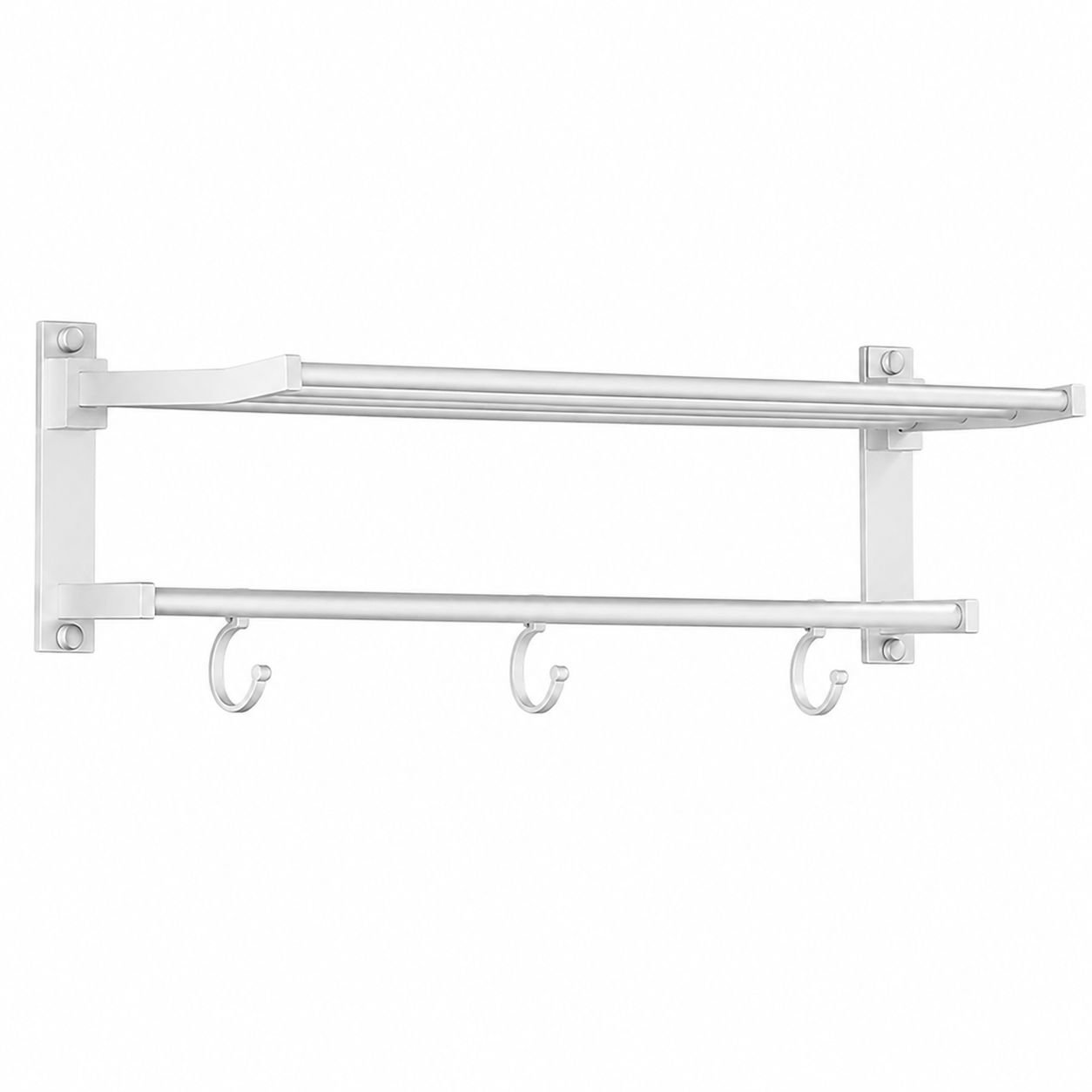 White Wall-Mounted Bathroom Towel Shelf No-Punch