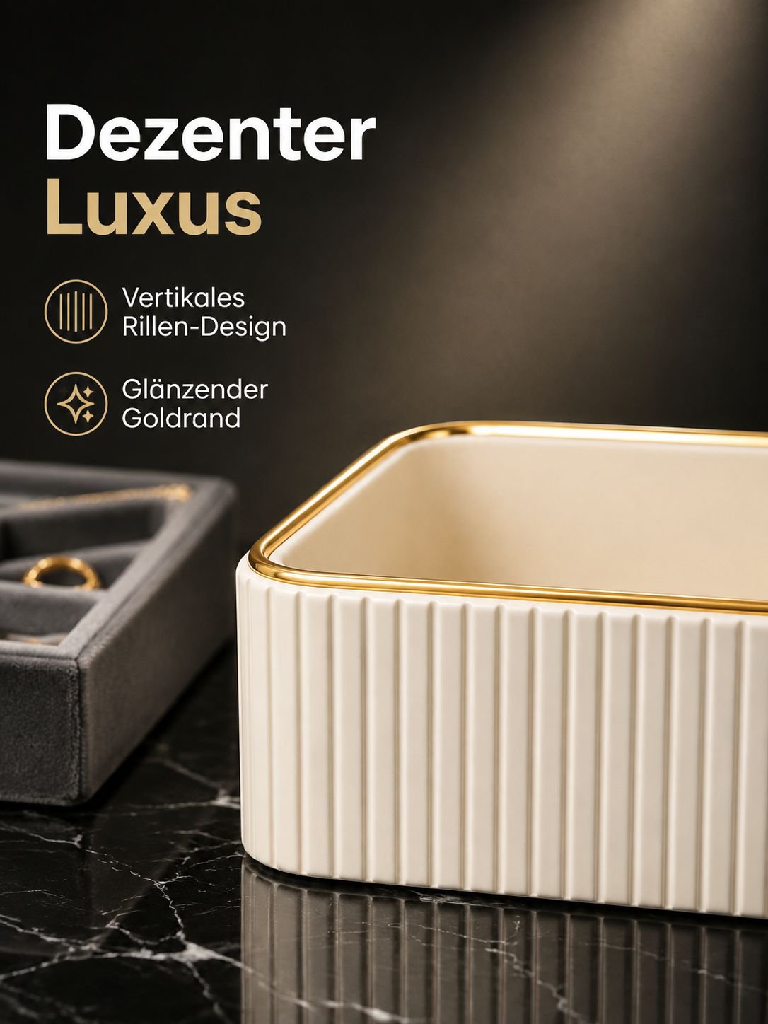 Luxuriöse cremeweiße Aufbewahrungsbox für Schmuck und Kosmetik