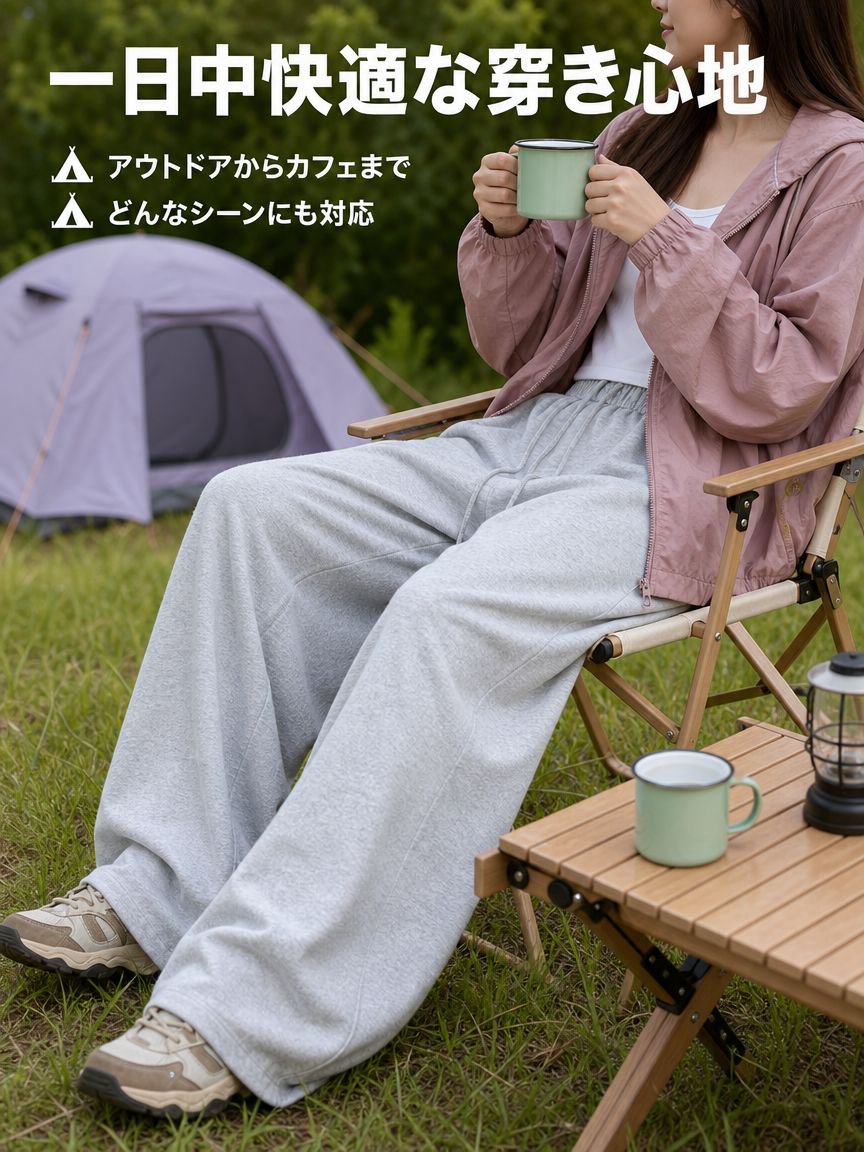 トレンド感のあるリラックスワイドスウェットパンツ