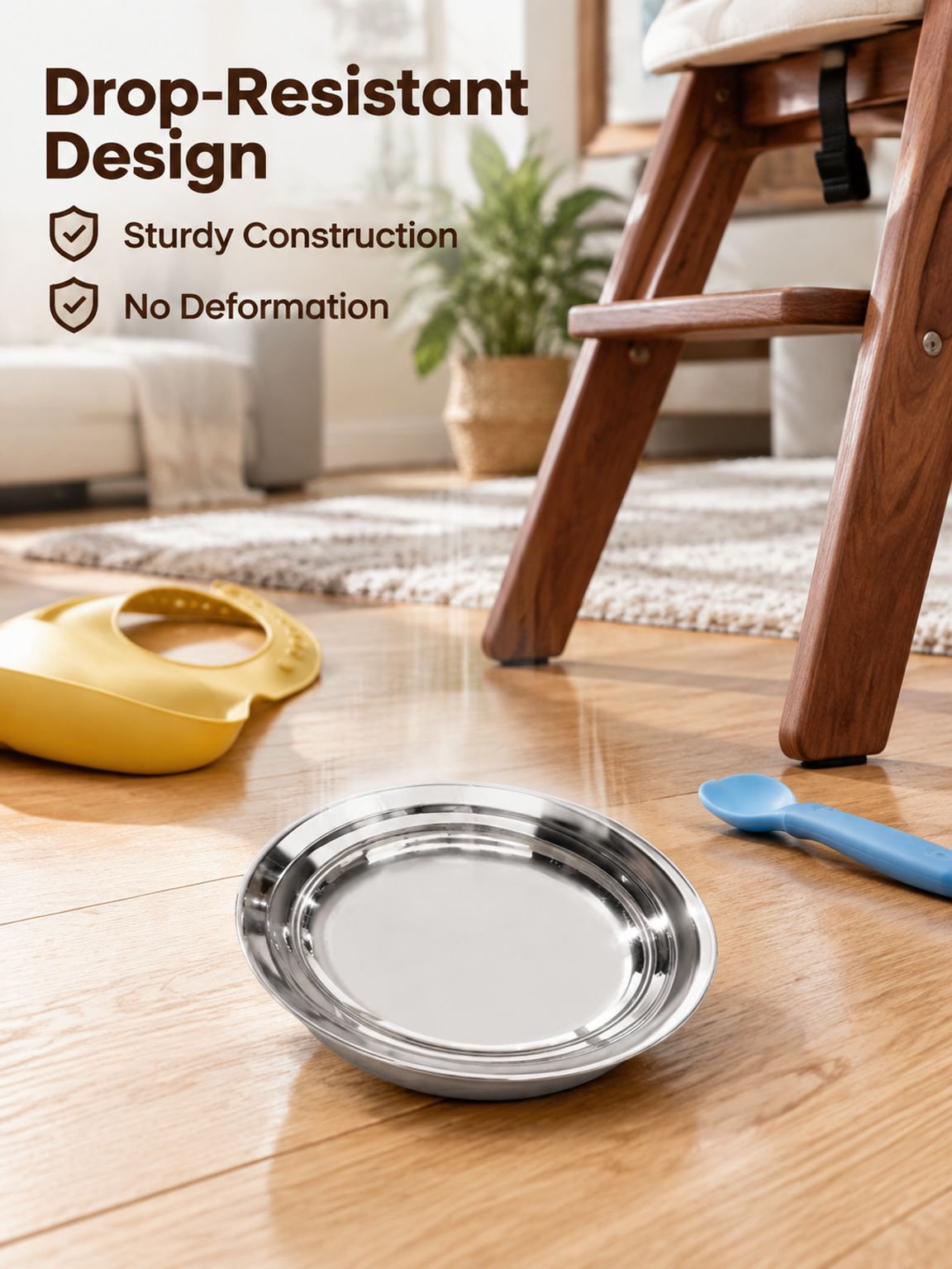Baby Tableware Household Drop-proof Stainless Steel Plate