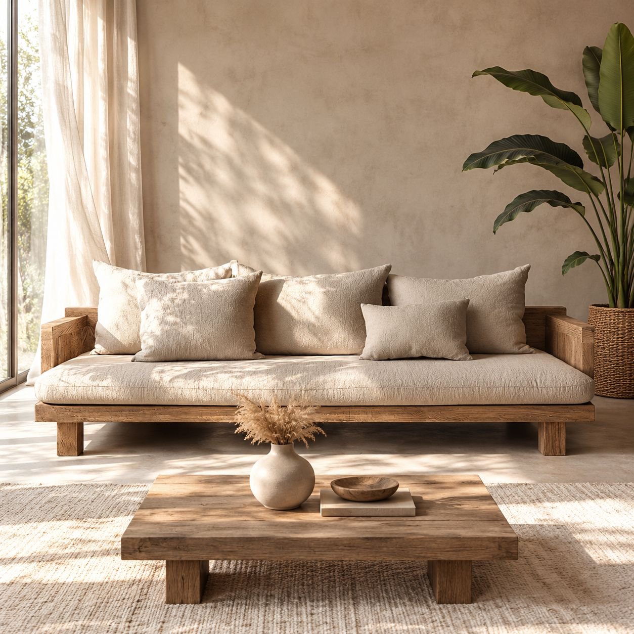 Sofá de sala de estar de madera maciza para apartamentos pequeños