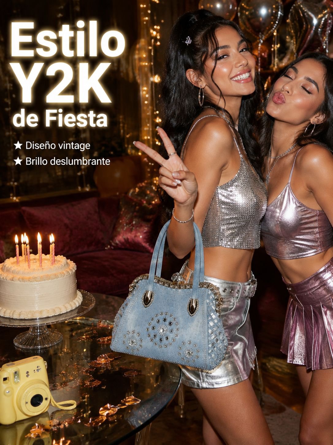 Bolso vaquero vintage con strass de alta gama, nuevo diseño, para hombro