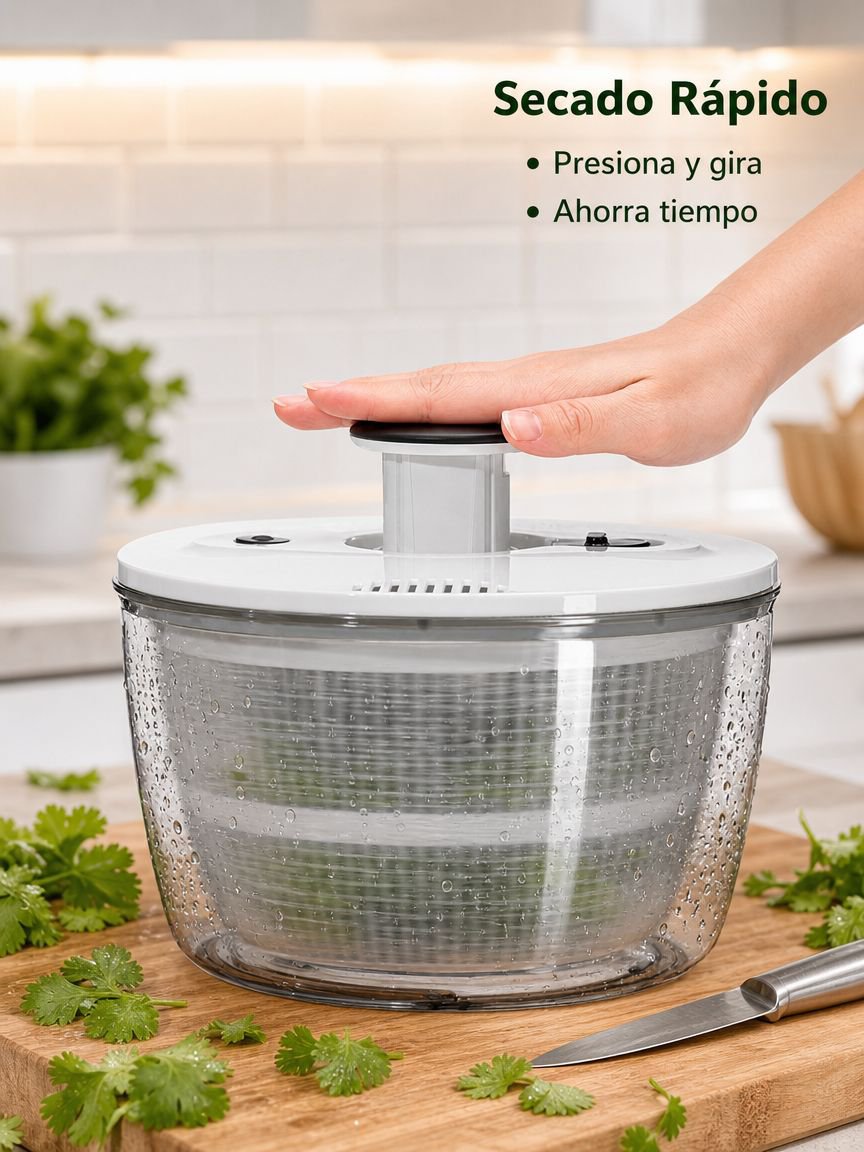 Cesta giratoria manual para escurrir frutas y verduras para el hogar