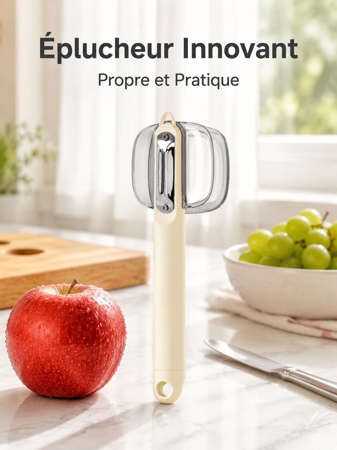 Éplucheur multifonction anti-éclaboussures de qualité alimentaire avec boîte de rangement