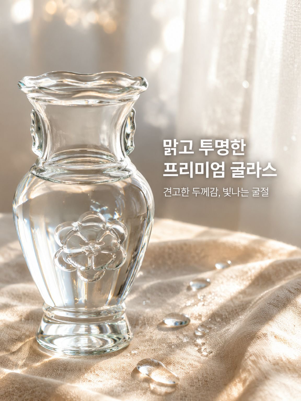 세련된 투명 유리 화병 디자인