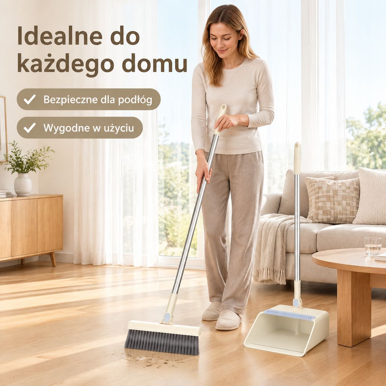 Nowy zestaw domowy: miotła i szufelka