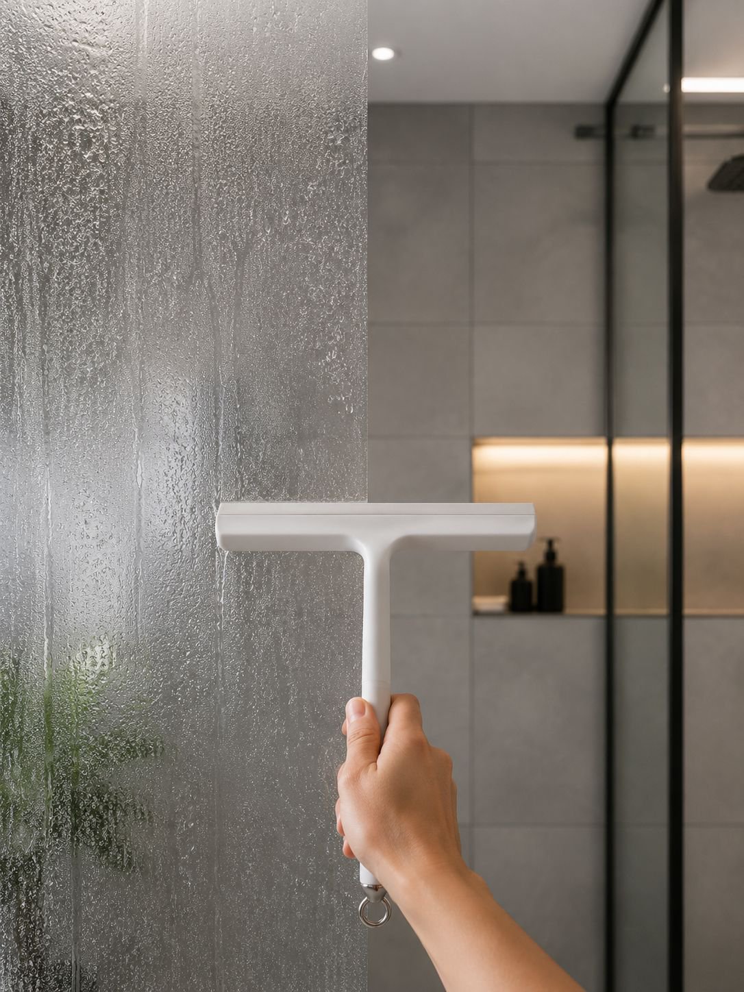 Household squeegee tool for streak-free glass