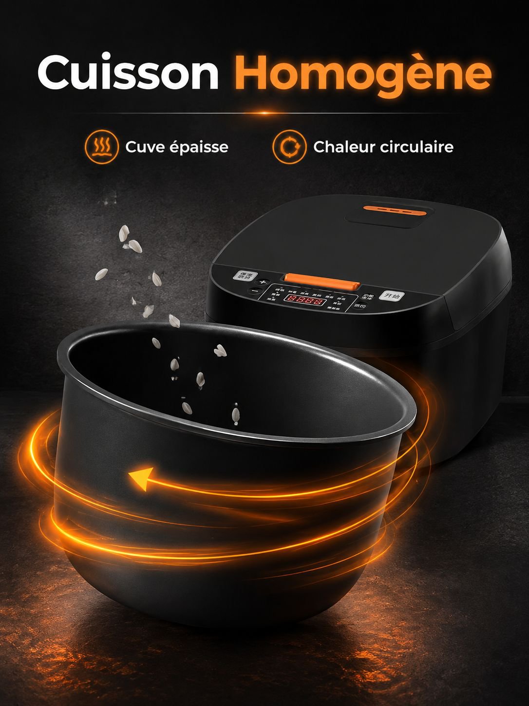 Cuiseur à riz multifonction grande capacité 5L, pour 4-5 personnes, bol intérieur épais