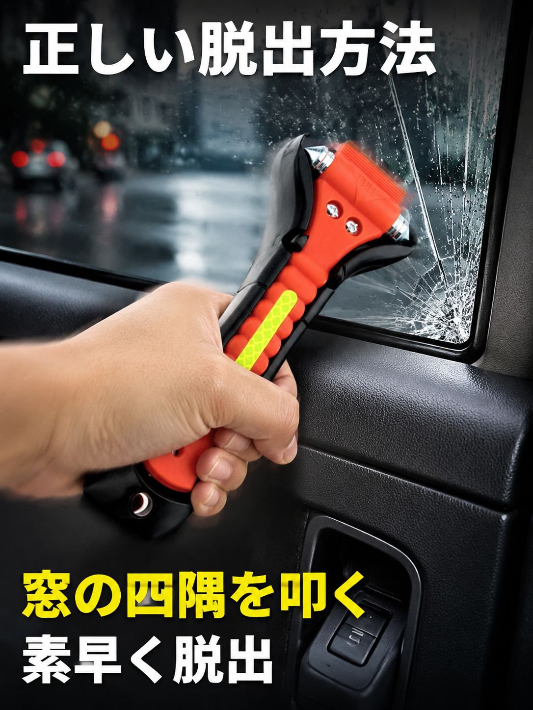 シートベルトカッター付き安全ハンマー