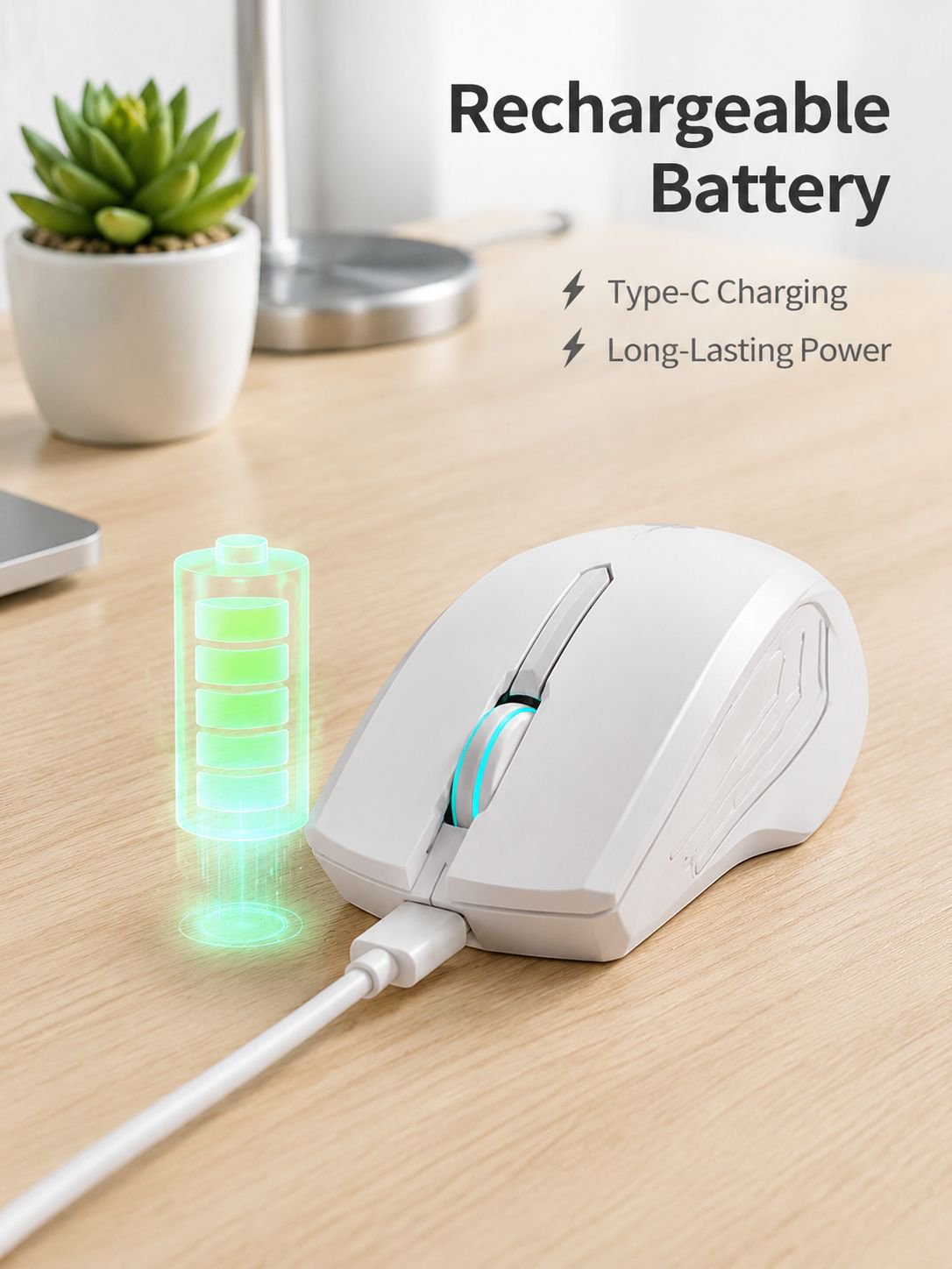 Bluetooth Wireless Silent Mouse Rechargeable Gaming Universal