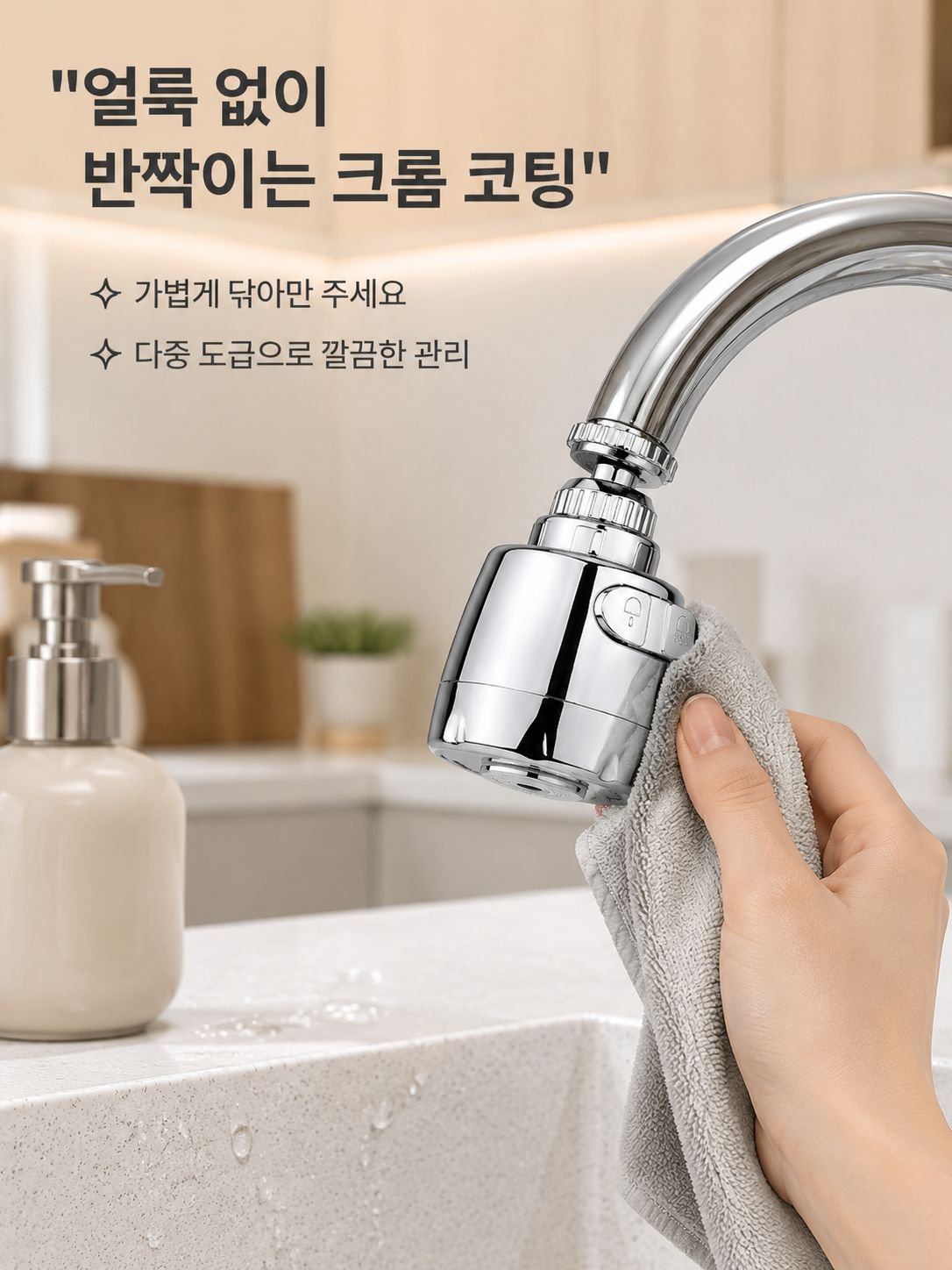 주방용 가압식 비산방지 절수 수도꼭지 연장기