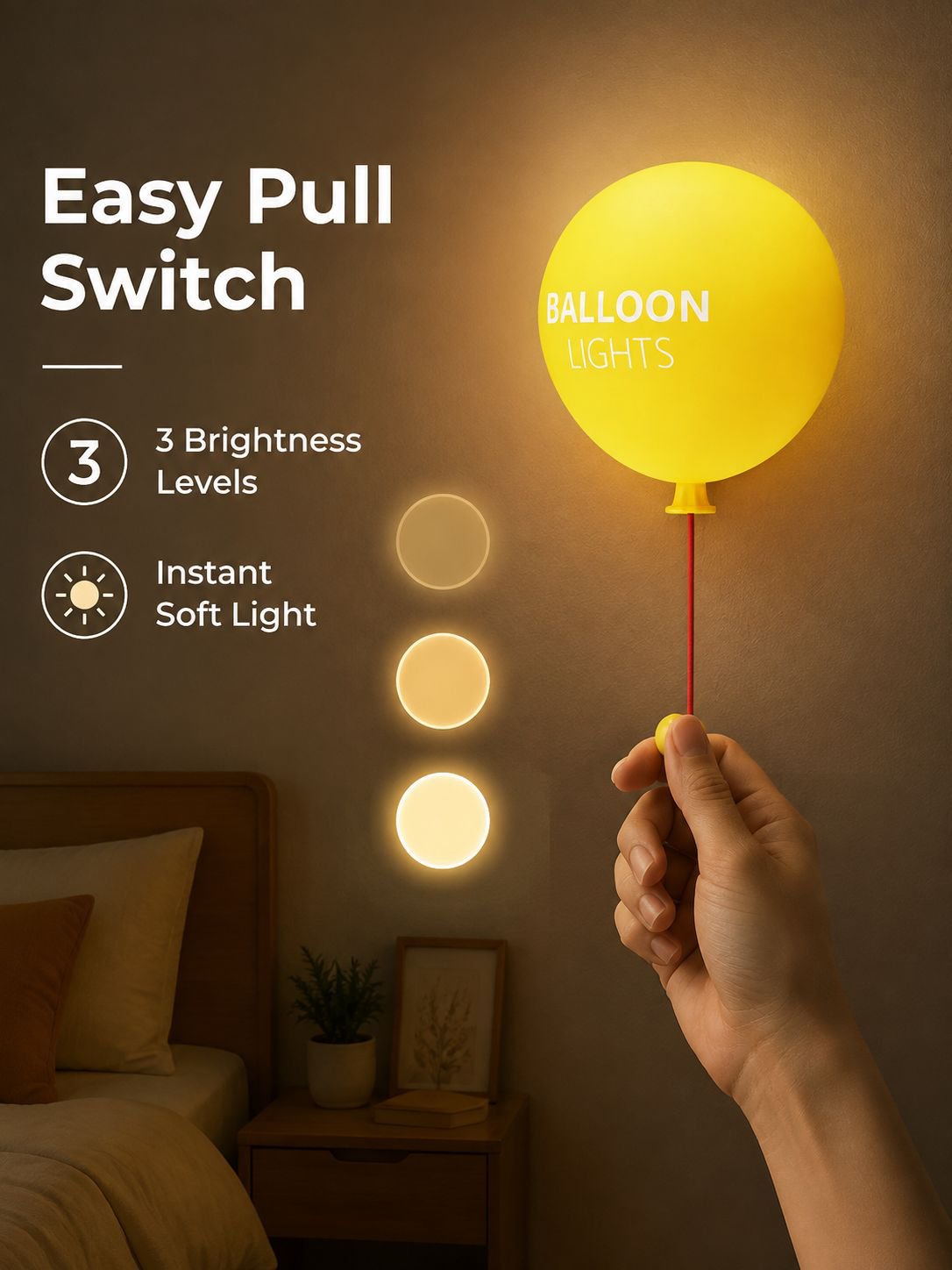 JMY Silicone Balloon Night Light, Breastfeeding Lamp, Bedside Lamp, Wall-mountable or Handheld, Thre