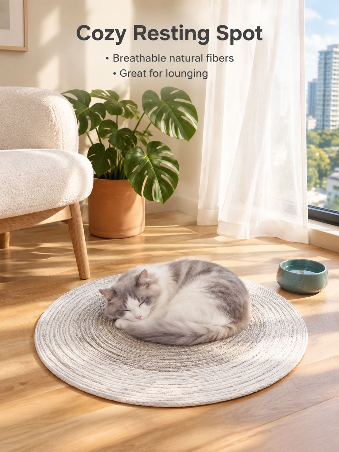 Woven ramie cat scratching mat
