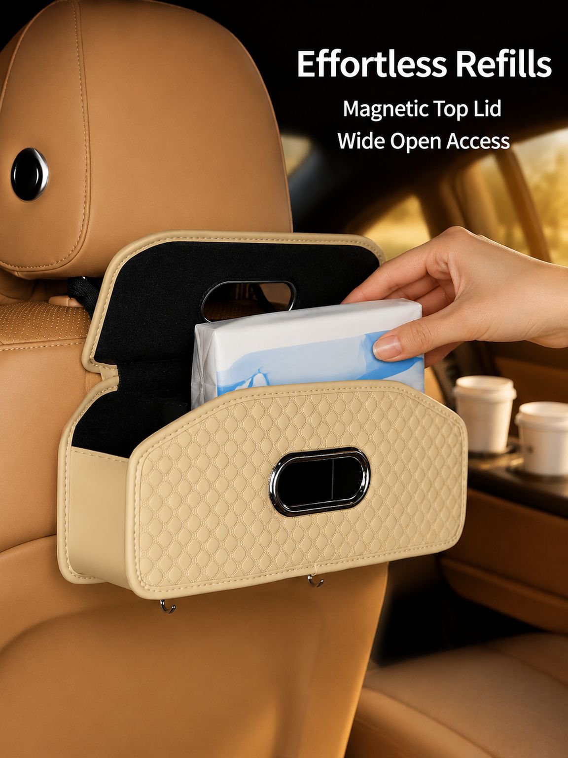 Car seat back pocket tissue box