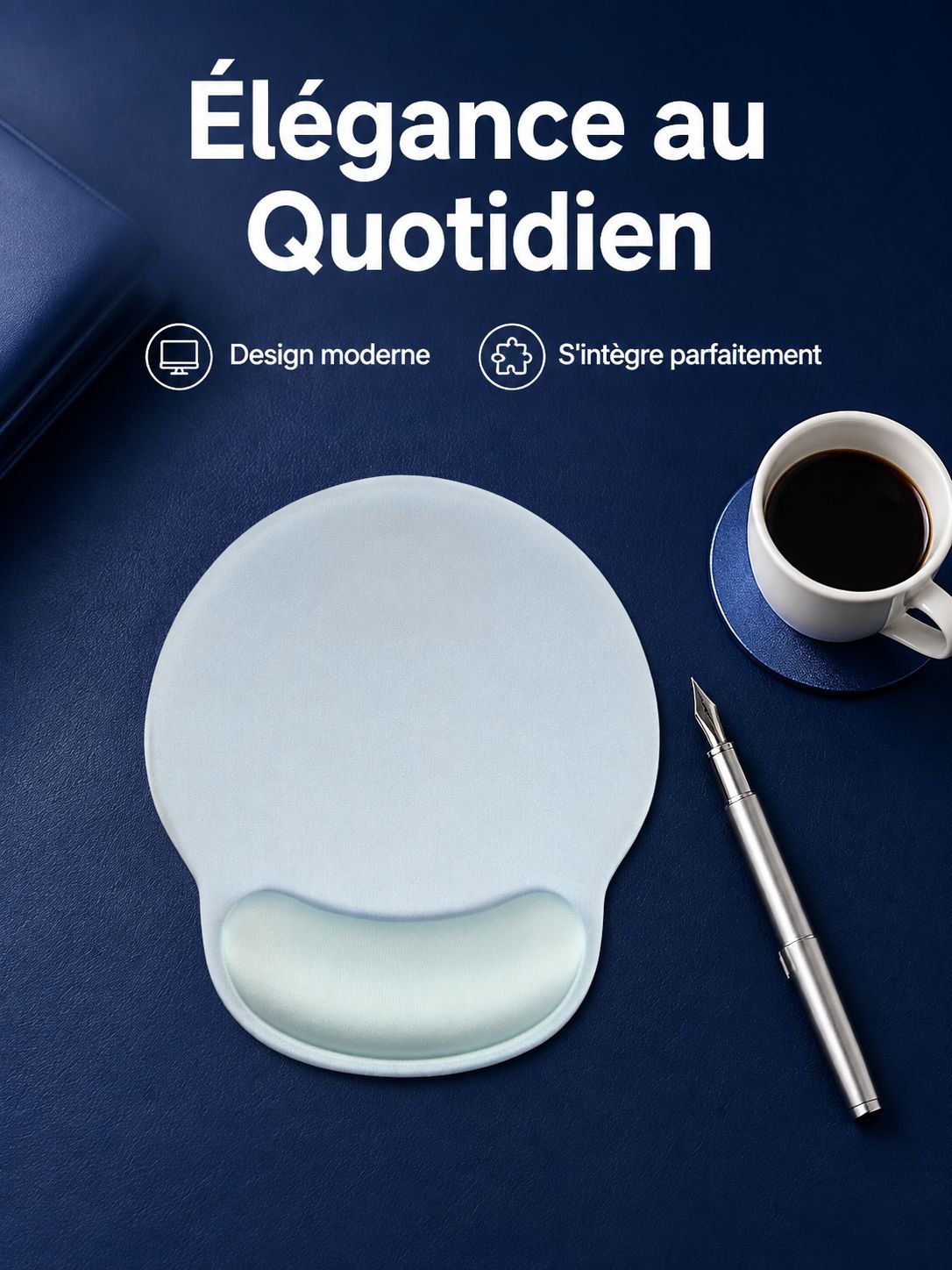 Tapis de souris ergonomique avec repose-poignet en mousse à mémoire de forme