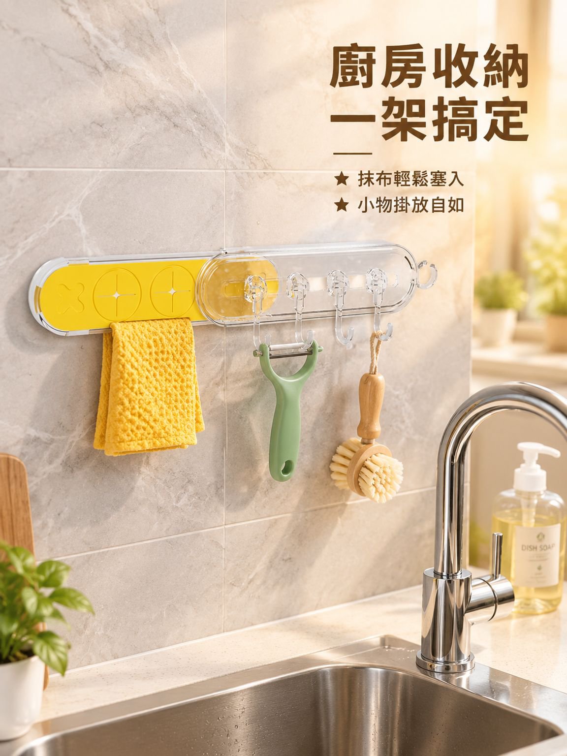 吸盤浴室伸縮收納架掛鉤